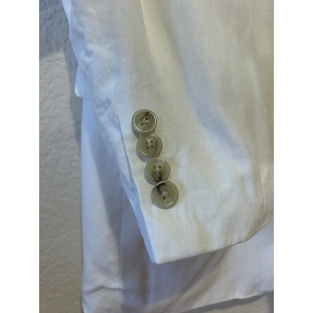 Mens Linen 2 pc Suit 42R/36R Tropical Summer 3 Button Relaxed Fit Lightweight
